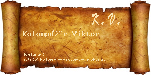 Kolompár Viktor névjegykártya